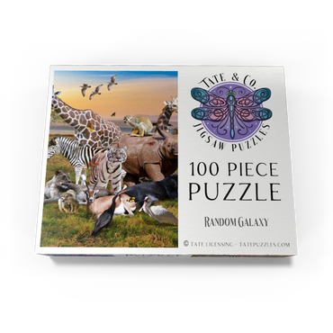 African Animals Safari - Random Galaxy 100 Jigsaw Puzzle box view3