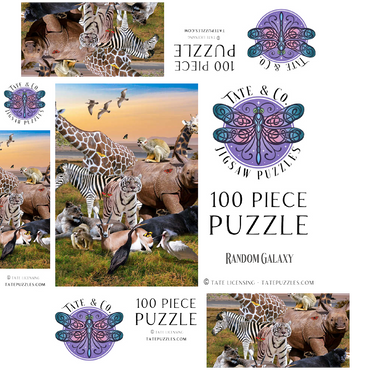 African Animals Safari - Random Galaxy 100 Jigsaw Puzzle box 3D Modell