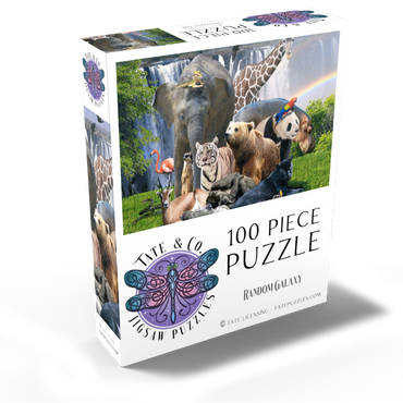 African Animals Waterfall - Random Galaxy 100 Jigsaw Puzzle box view2