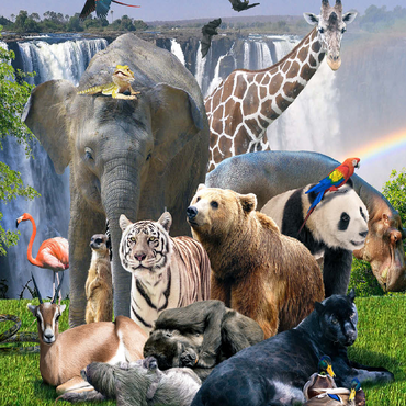 African Animals Waterfall - Random Galaxy 100 Jigsaw Puzzle 3D Modell