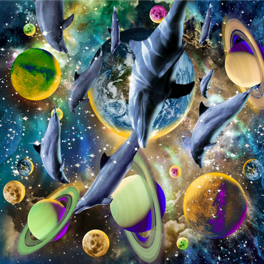 Galaxy Dolphin, Space Dolphins - Random Galaxy 1000 Jigsaw Puzzle 3D Modell