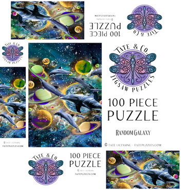 Galaxy Dolphin, Space Dolphins - Random Galaxy 100 Jigsaw Puzzle box 3D Modell