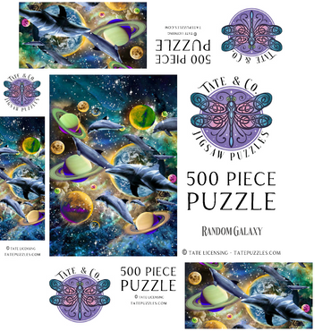 Galaxy Dolphin, Space Dolphins - Random Galaxy 500 Jigsaw Puzzle box 3D Modell