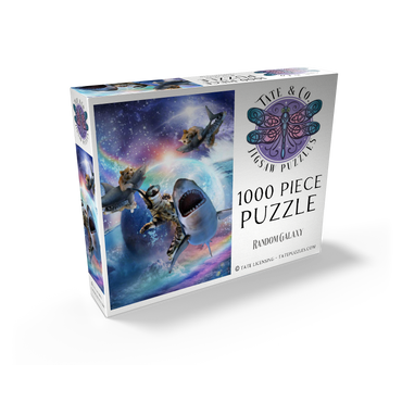 Space Cat Riding Shark, Galaxy Cats Sharks - Random Galaxy 1000 Jigsaw Puzzle box view2