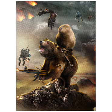 puzzleplate Capybara Riding Bear, Post-Apocalypse Survival, Random Galaxy 1000 Jigsaw Puzzle