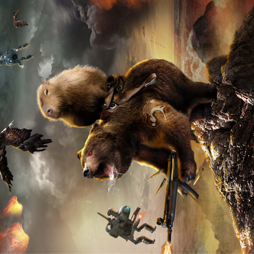 Capybara Riding Bear, Post-Apocalypse Survival, Random Galaxy 100 Jigsaw Puzzle 3D Modell