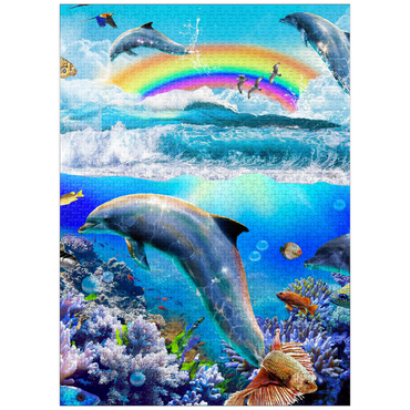 puzzleplate Rainbow Dolphin, Dolphins Beach - Random Galaxy 1000 Jigsaw Puzzle