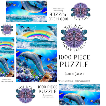 Rainbow Dolphin, Dolphins Beach - Random Galaxy 1000 Jigsaw Puzzle box 3D Modell