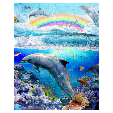 puzzleplate Rainbow Dolphin, Dolphins Beach - Random Galaxy 100 Jigsaw Puzzle