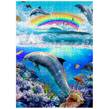 puzzleplate Rainbow Dolphin, Dolphins Beach - Random Galaxy 500 Jigsaw Puzzle
