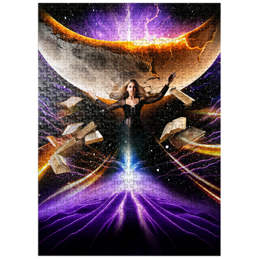 puzzleplate Sorceress and Crescent Moon, Celestial Witch - Random Galaxy 500 Jigsaw Puzzle