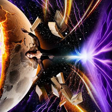 Sorceress and Crescent Moon, Celestial Witch - Random Galaxy 500 Jigsaw Puzzle 3D Modell