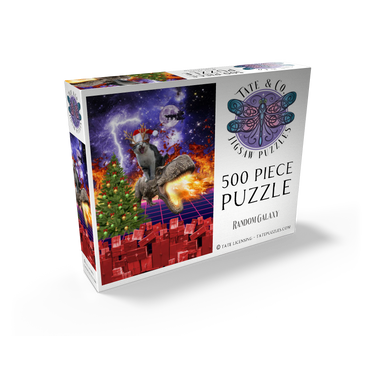 Christmas Cat Riding Dinosaur, Santa T-Rex - Random Galaxy 500 Jigsaw Puzzle box view2