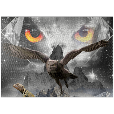 puzzleplate Owl Eyes, Mountain Owls - Random Galaxy 1000 Jigsaw Puzzle