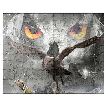 puzzleplate Owl Eyes, Mountain Owls - Random Galaxy 100 Jigsaw Puzzle