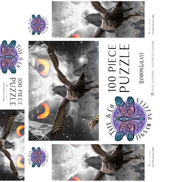 Owl Eyes, Mountain Owls - Random Galaxy 100 Jigsaw Puzzle box 3D Modell