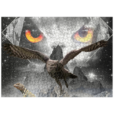 puzzleplate Owl Eyes, Mountain Owls - Random Galaxy 500 Jigsaw Puzzle