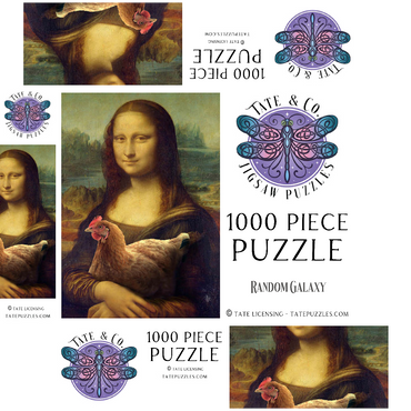 Mona Lisa and Chicken, Da Vinci - Random Galaxy 1000 Jigsaw Puzzle box 3D Modell