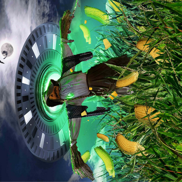 UFO Scarecrow in Corn Field - Random Galaxy 100 Jigsaw Puzzle 3D Modell