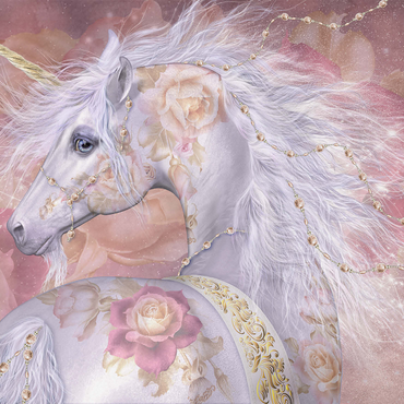 Licorne Florale Fantasy Unicorn - Laurie Prindle 1000 Jigsaw Puzzle 3D Modell