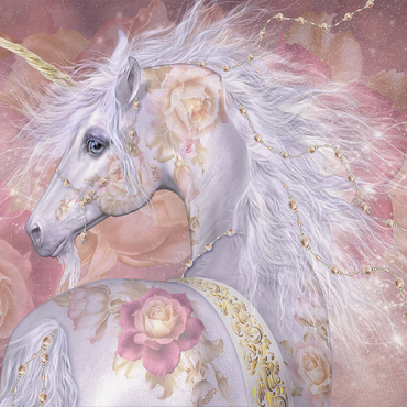 Licorne Florale Fantasy Unicorn - Laurie Prindle 100 Jigsaw Puzzle 3D Modell