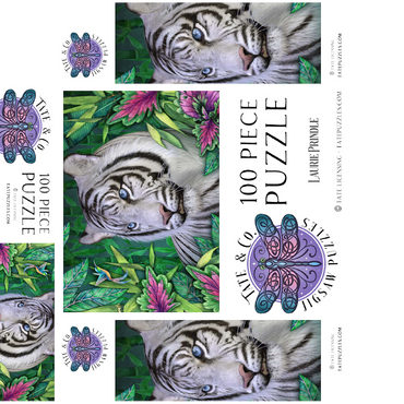 White Tiger Animal Wildlife - Laurie Prindle 100 Jigsaw Puzzle box 3D Modell