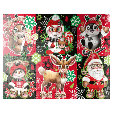 puzzleplate Christmas Cuties Animals Collage - Sheena Pike 100 Jigsaw Puzzle