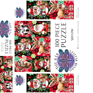 Christmas Cuties Animals Collage - Sheena Pike 100 Jigsaw Puzzle box 3D Modell