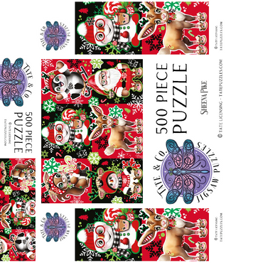 Christmas Cuties Animals Collage - Sheena Pike 500 Jigsaw Puzzle box 3D Modell