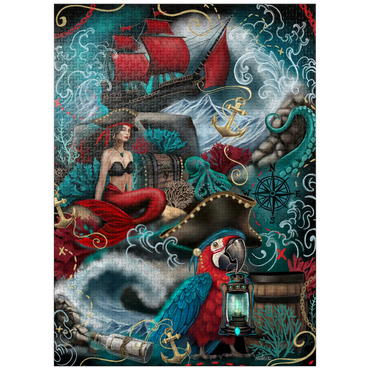 puzzleplate Pirate Cove Parrot and Mermaid - Sheena Pike 1000 Jigsaw Puzzle