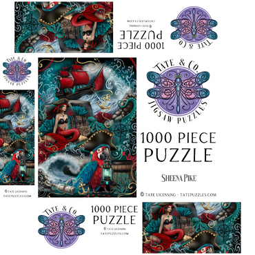 Pirate Cove Parrot and Mermaid - Sheena Pike 1000 Jigsaw Puzzle box 3D Modell