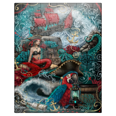 puzzleplate Pirate Cove Parrot and Mermaid - Sheena Pike 100 Jigsaw Puzzle