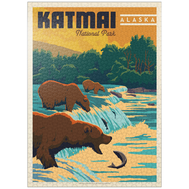puzzleplate Katmai National Park: Alaska Bears Fishing at Brooks Falls 1000 Jigsaw Puzzle