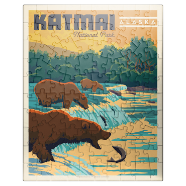 puzzleplate Katmai National Park: Alaska Bears Fishing at Brooks Falls 100 Jigsaw Puzzle