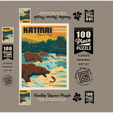Katmai National Park: Alaska Bears Fishing at Brooks Falls 100 Jigsaw Puzzle box 3D Modell
