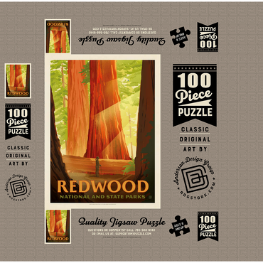 Redwood National And State Parks: Sun Beams 100 Jigsaw Puzzle box 3D Modell