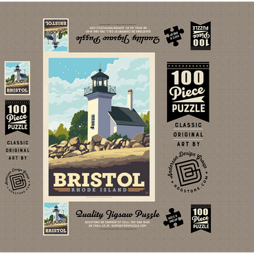 Bristol, Rhode Island: Bristol Ferry Lighthouse 100 Jigsaw Puzzle box 3D Modell