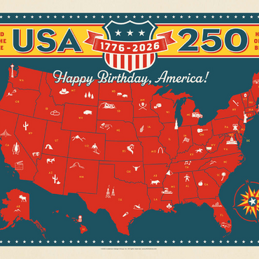 250th Anniversary USA: Commemorative Map 100 Jigsaw Puzzle 3D Modell