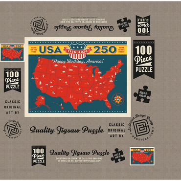 250th Anniversary USA: Commemorative Map 100 Jigsaw Puzzle box 3D Modell