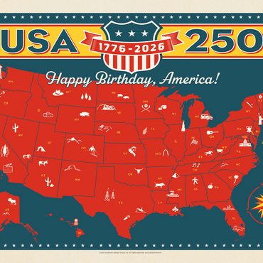 250th Anniversary USA: Commemorative Map 500 Jigsaw Puzzle 3D Modell