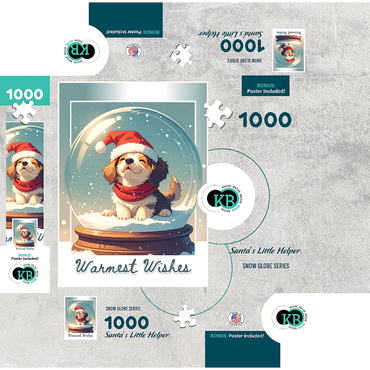 Santa's Little Helper, Puppy 1000 Jigsaw Puzzle box 3D Modell