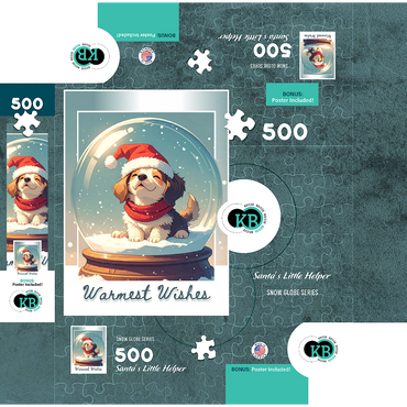 Santa's Little Helper, Puppy 500 Jigsaw Puzzle box 3D Modell