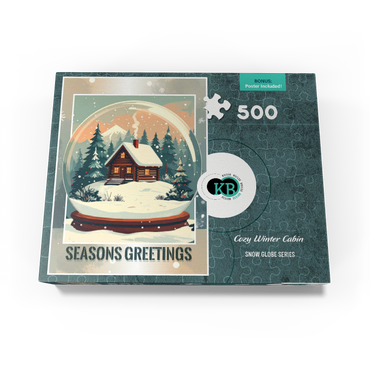 Cozy Winter Cabin, Christmas Snow Globe 500 Jigsaw Puzzle box view3