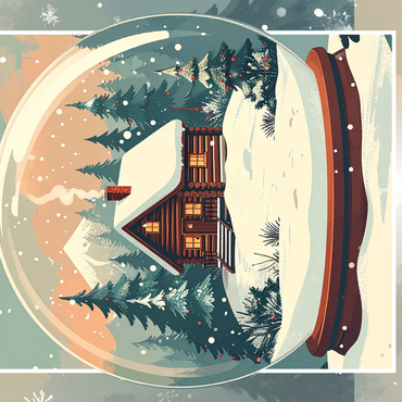 Cozy Winter Cabin, Christmas Snow Globe 500 Jigsaw Puzzle 3D Modell