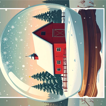 Red Barn in the Winter 1000 Jigsaw Puzzle 3D Modell