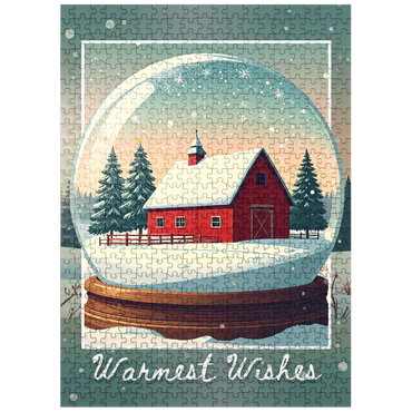 puzzleplate Red Barn in the Winter 500 Jigsaw Puzzle