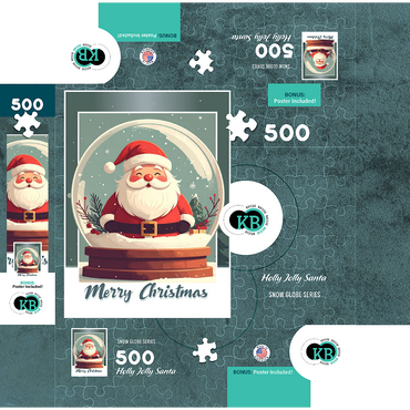 Holly Jolly Santa 500 Jigsaw Puzzle box 3D Modell