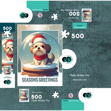 Fluffy Holiday Pup 500 Jigsaw Puzzle box 3D Modell