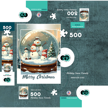 Holiday Snow Family 500 Jigsaw Puzzle box 3D Modell