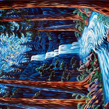 Redwood Starry Night Waterfall - Dakota Daetwiler 1000 Jigsaw Puzzle 3D Modell